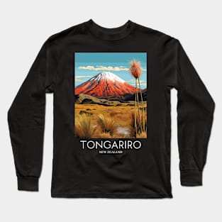 A Pop Art Travel Print of Tongariro National Park - New Zealand Long Sleeve T-Shirt